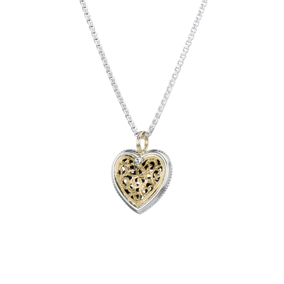 Garden Shadows Heart Pendant in 18K Gold and Sterling Silver