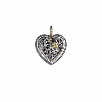 Garden shadows heart pendant in 18K Gold and Sterling Silver