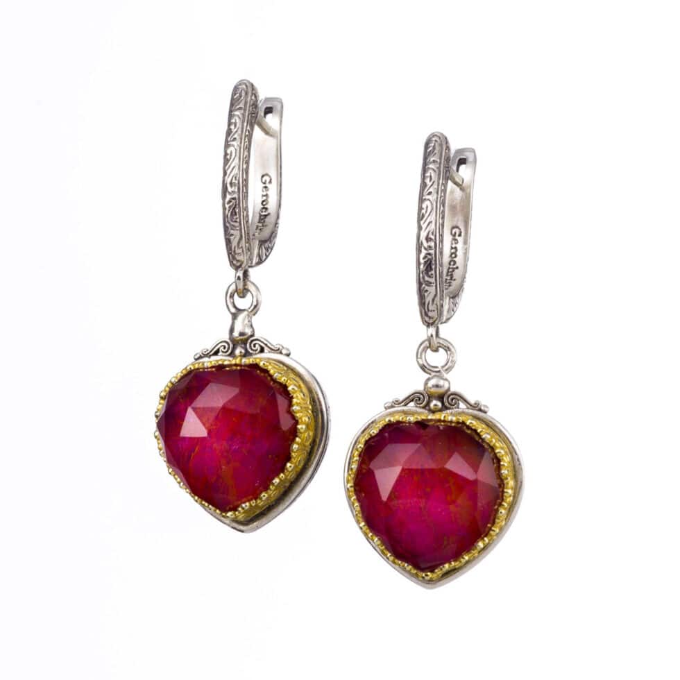 Iris hearts earrings in Sterling Silver with Gold Plated Parts
