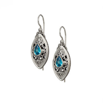 Mediterranean Marquise Earrings in Sterling Silver with Blue cz