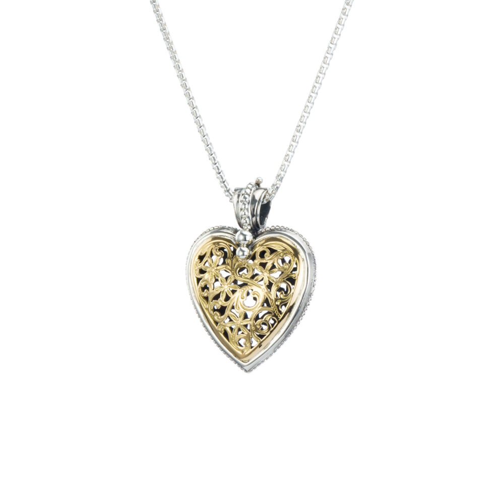 Garden Shadows medium Heart pendant in 18K Gold and Sterling Silver