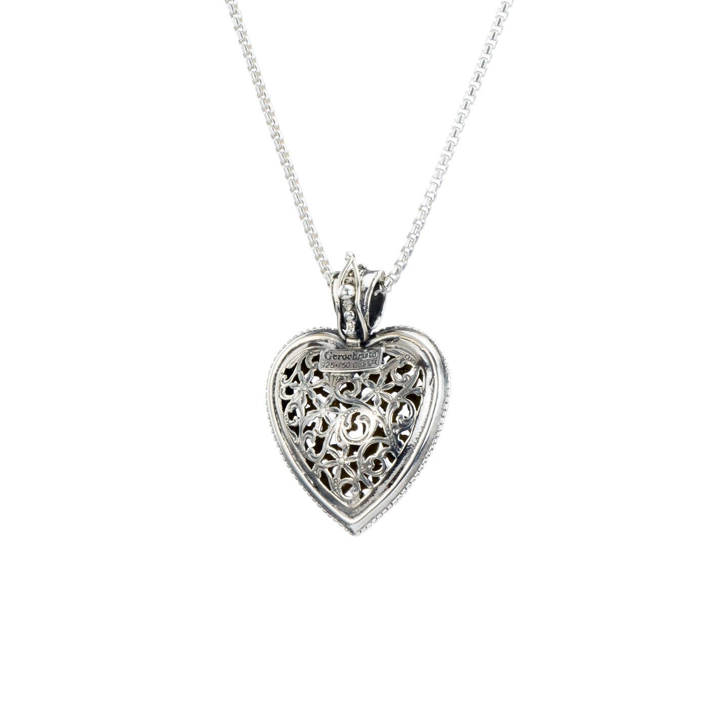 Filigree heart pendant in 18K Gold and Sterling Silver - Gerochristo ...
