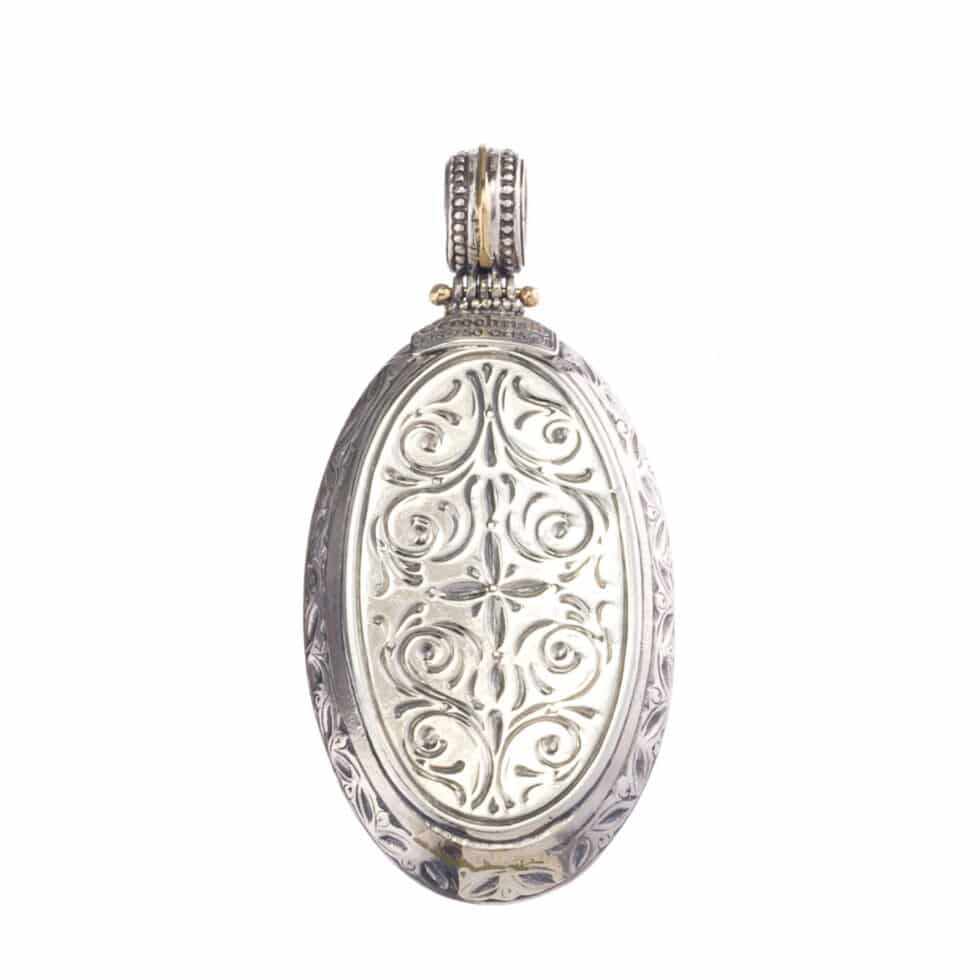Garden Shadows oval Pendant in 18K Gold and Sterling Silver