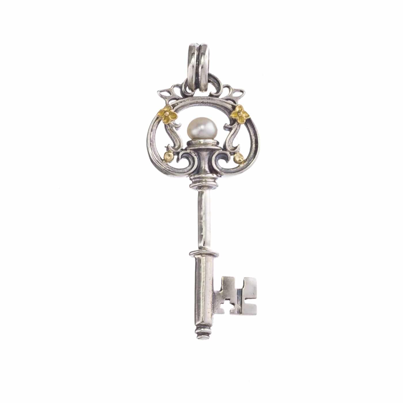 Key pendant in 18K Gold and Sterling Silver - Gerochristo Jewelry