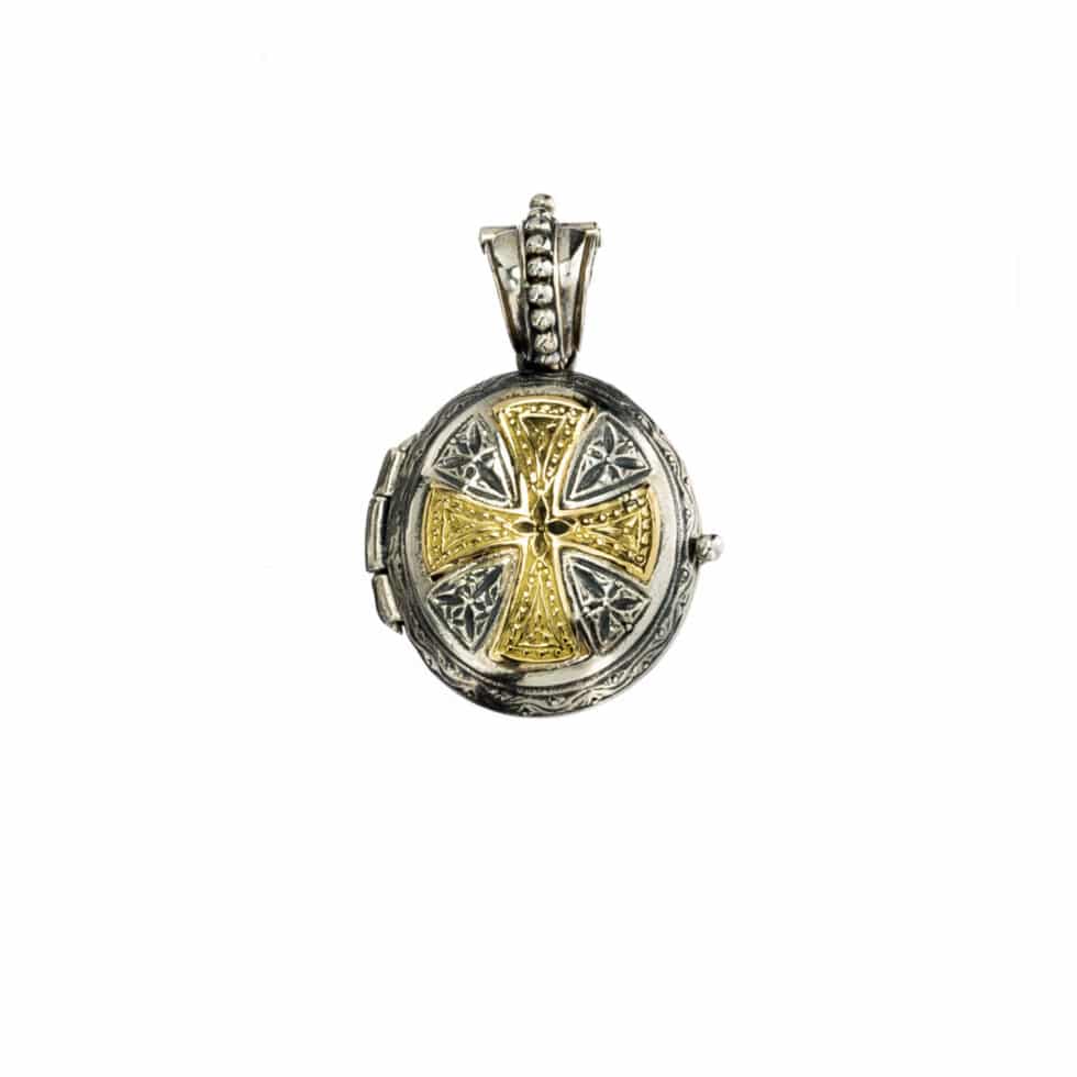 Locket pendant in 18K Gold and Sterling Silver