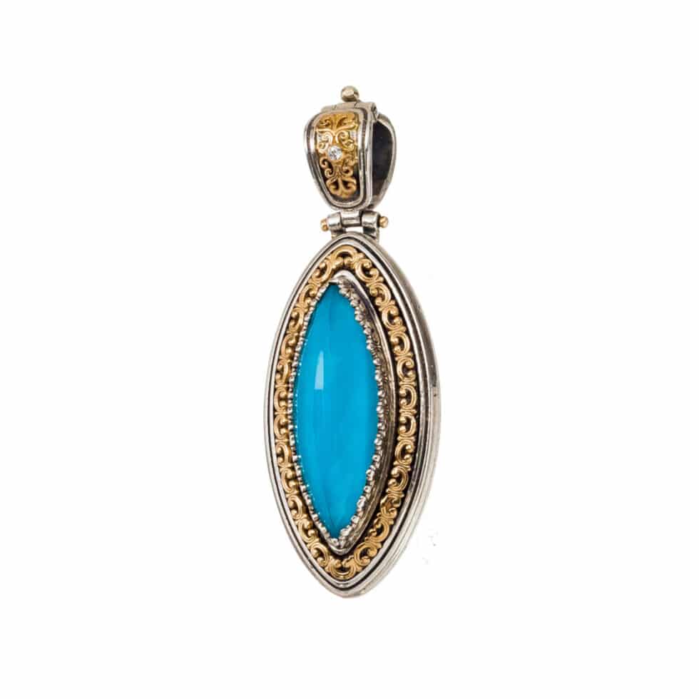 Iris marquise pendant in 18K Gold and Sterling Silver