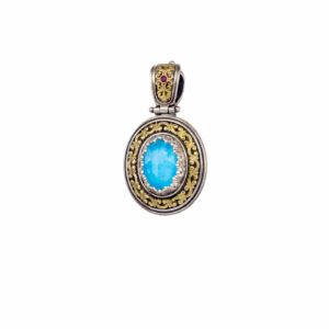 Imperial Medium Oval Pendant in 18K Gold and Sterling Silver with Gemstones - Image 3