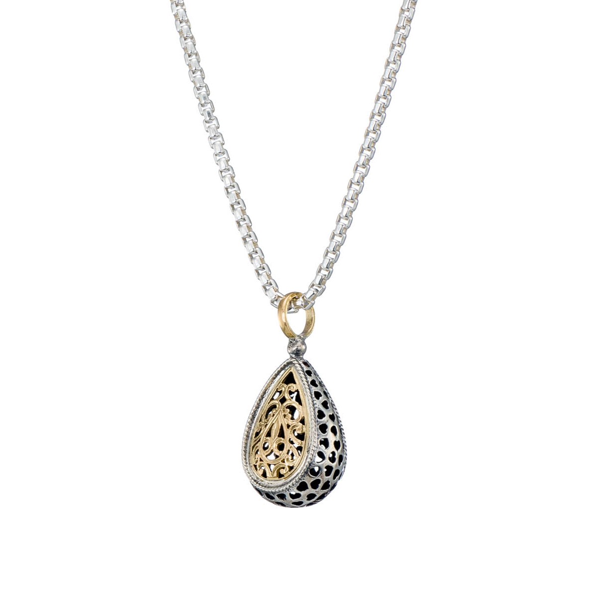 Garden Shadows Drop Pendant in 18K Gold and Sterling Silver