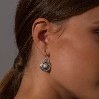 Mediterranean Round Earrings in Sterling Silver with Gemstones