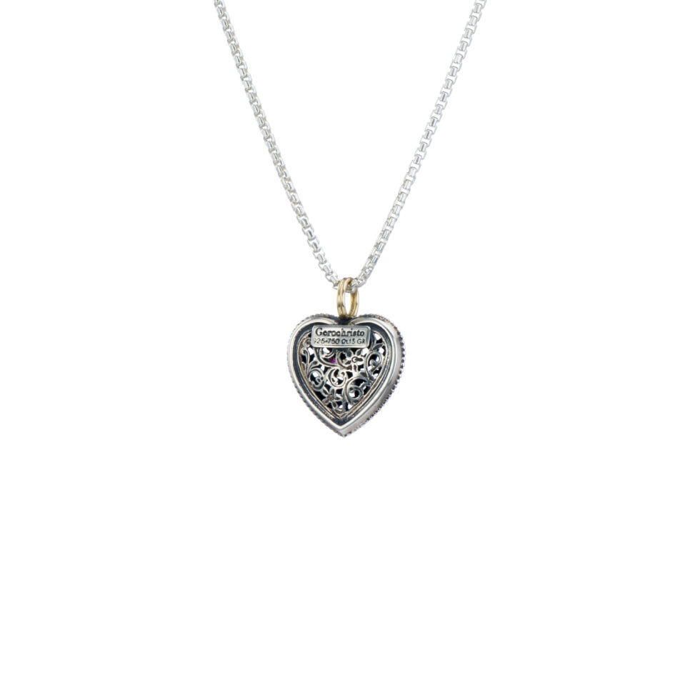 Garden shadows heart pendant in 18K Gold and Sterling Silver