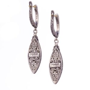 Mediterranean marquise earrings in 18K Gold and Sterling Silver - Image 2