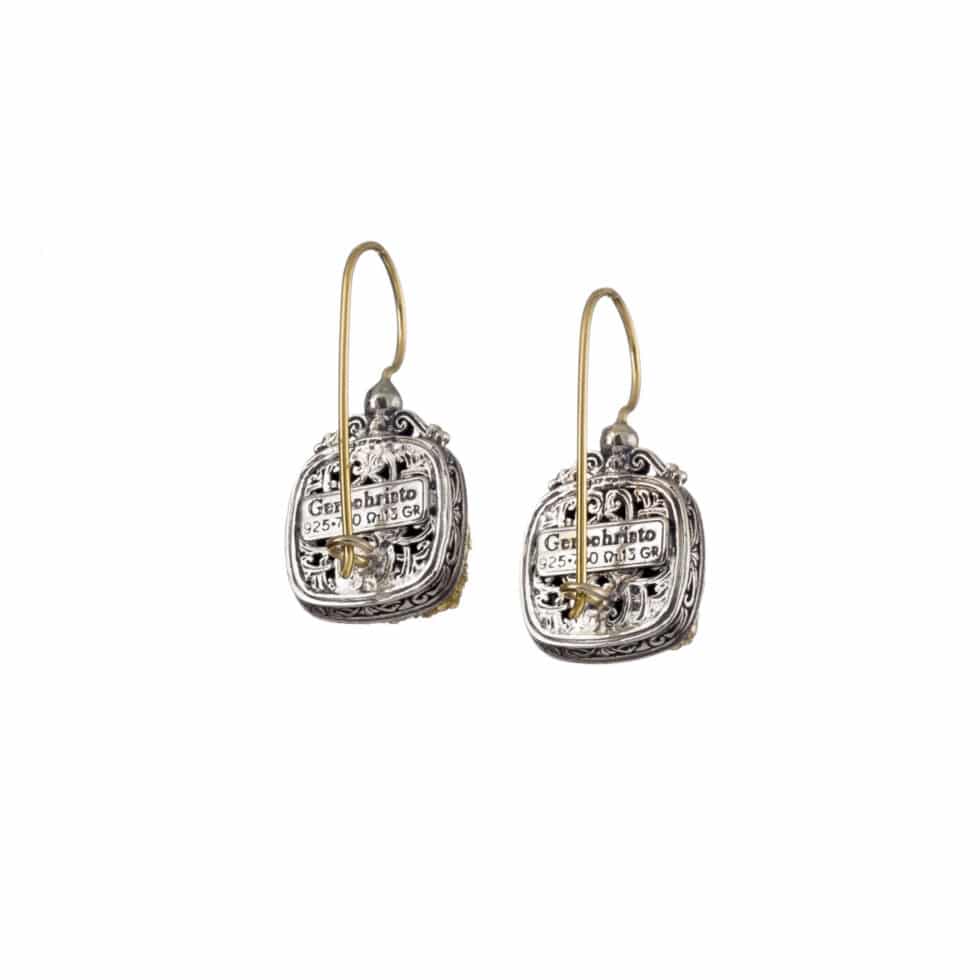 Iris square earrings in 18K Gold and Sterling silver with doublet stones