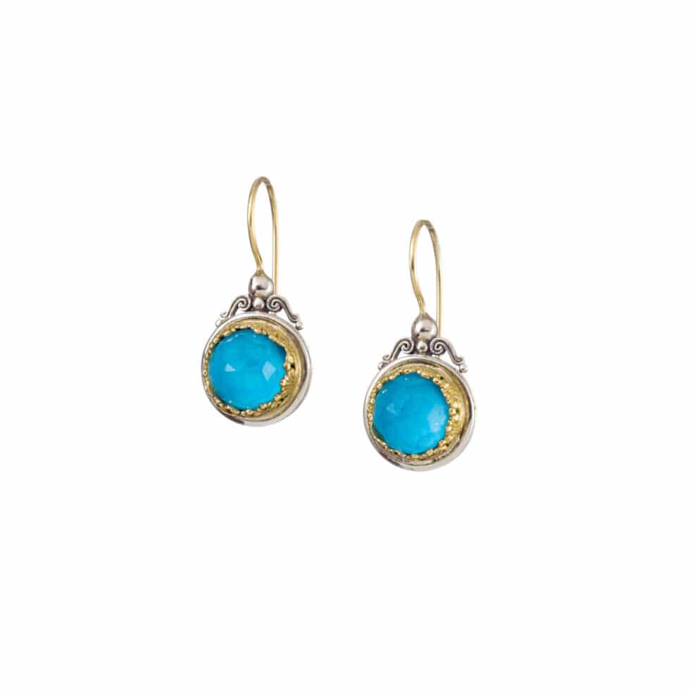Iris small round earrings in 18K Gold and Sterling silver with doublet stones