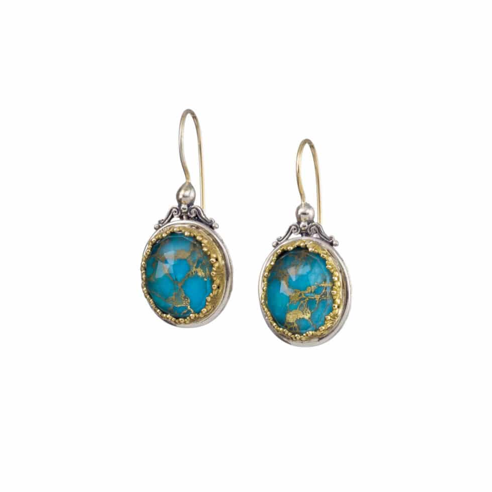 Iris oval earrings in 18K Gold and Sterling silver with doublet stone