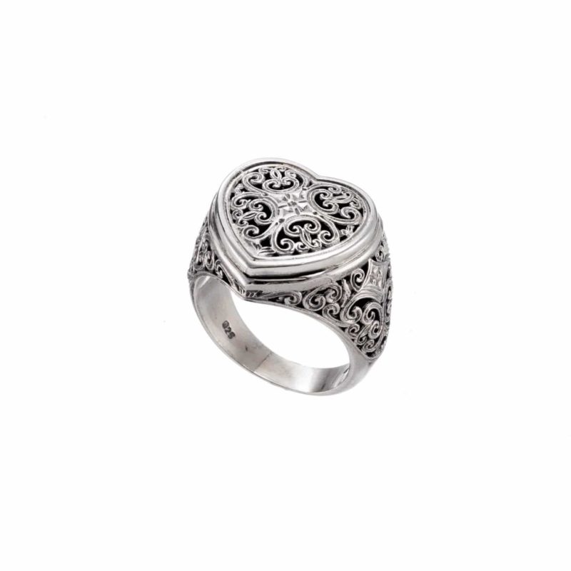 Mediterranean Heart Ring in Sterling Silver