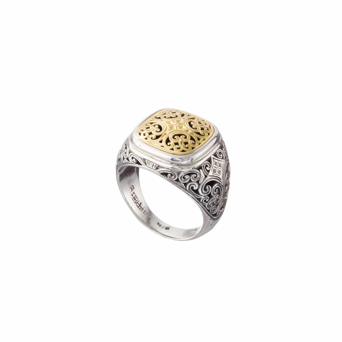 Mediterranean square Ring in 18K Gold and Sterling Silver - Gerochristo ...