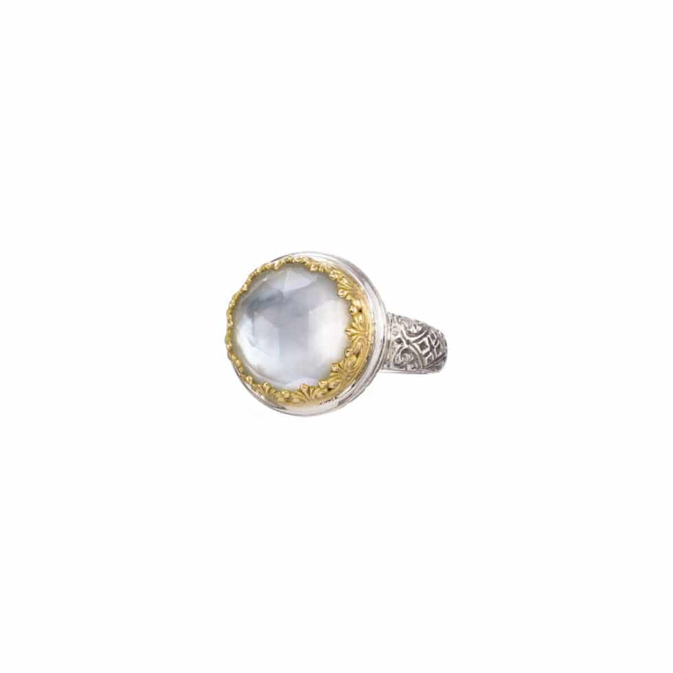 Iris ring in 18K Gold and Sterling Silver with gemstone