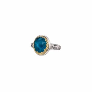 Iris Oval Ring in 18K Gold and Sterling Silver with Gemstone