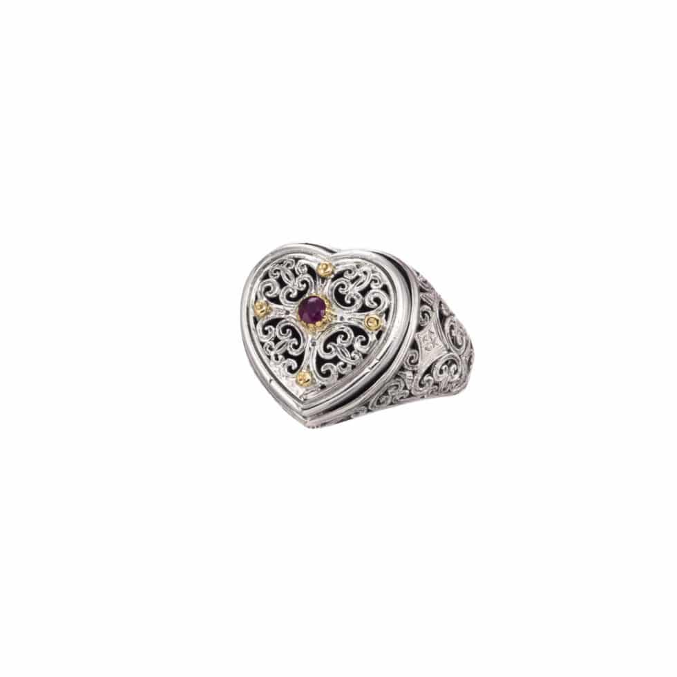 Mediterranean Heart Ring in 18K Gold and Sterling Silver