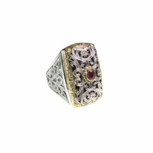 Garden shadows ring in 18K Gold and Sterling Silver with ruby - Image 2