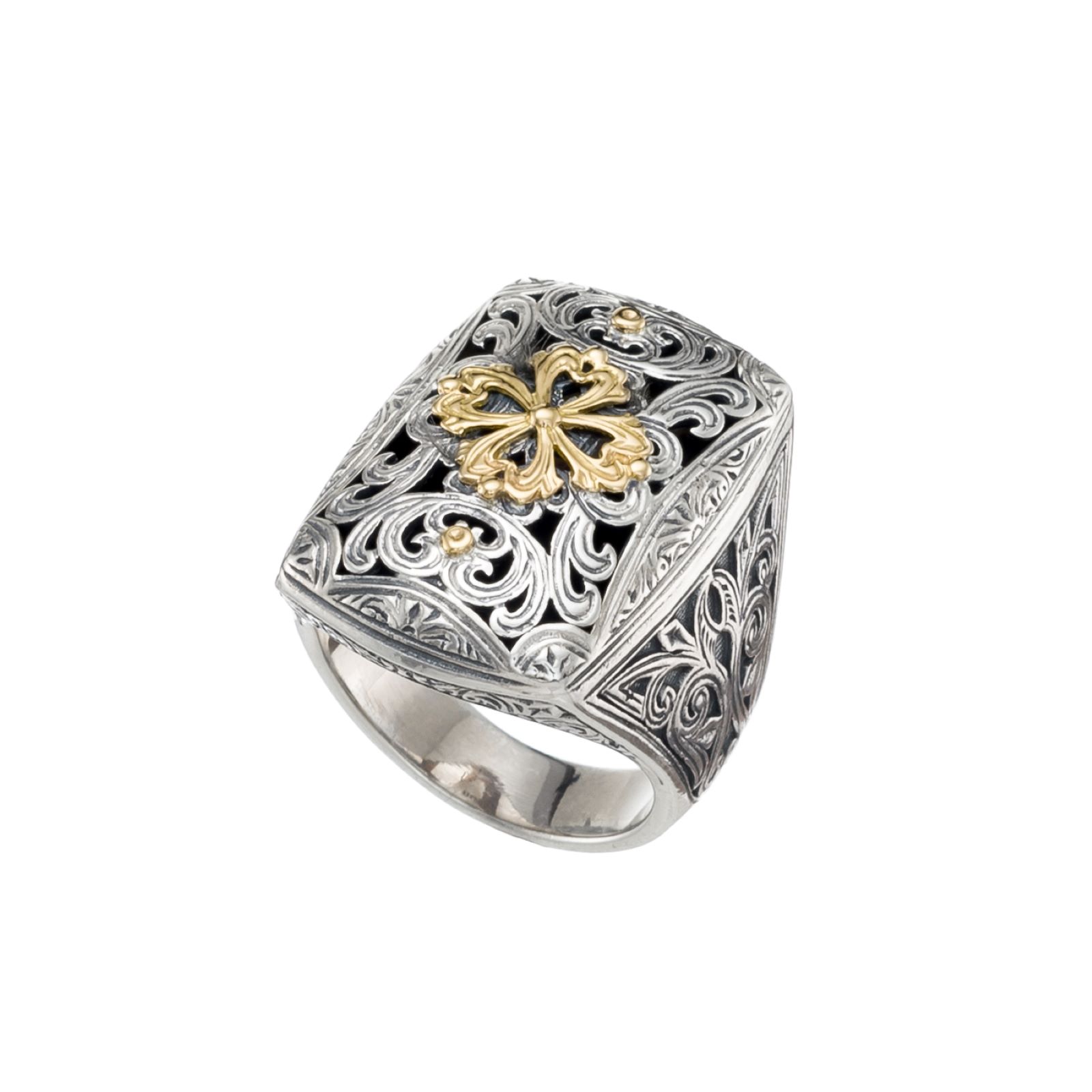 Garden shadows ring in 18K Gold and Sterling Silver