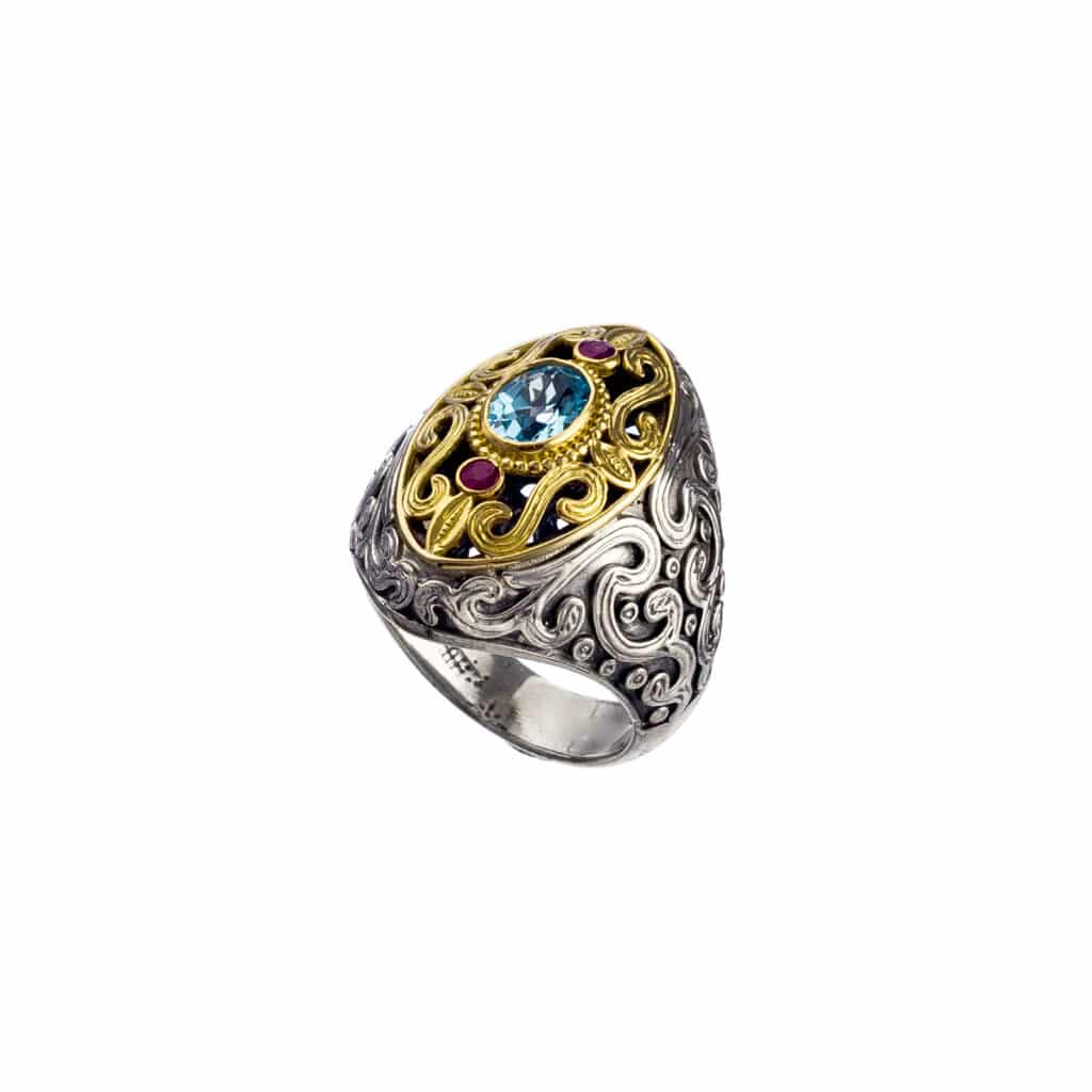 Santorini ring in 18K Gold and Sterling Silver with peridot - Image 3