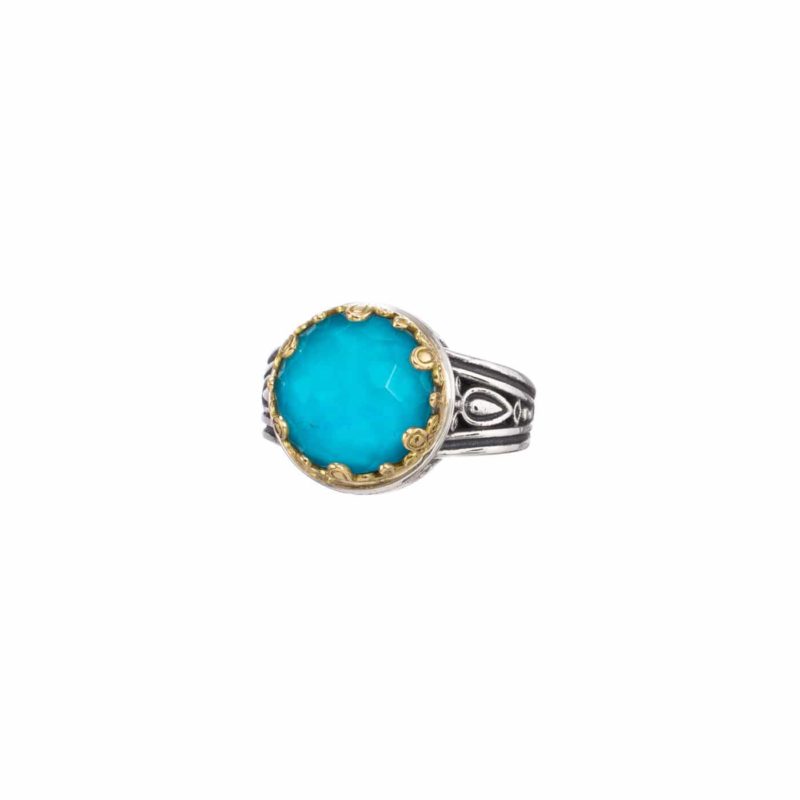 Aegean colors Ring in 18K Gold and Sterling Silver with doublet stone