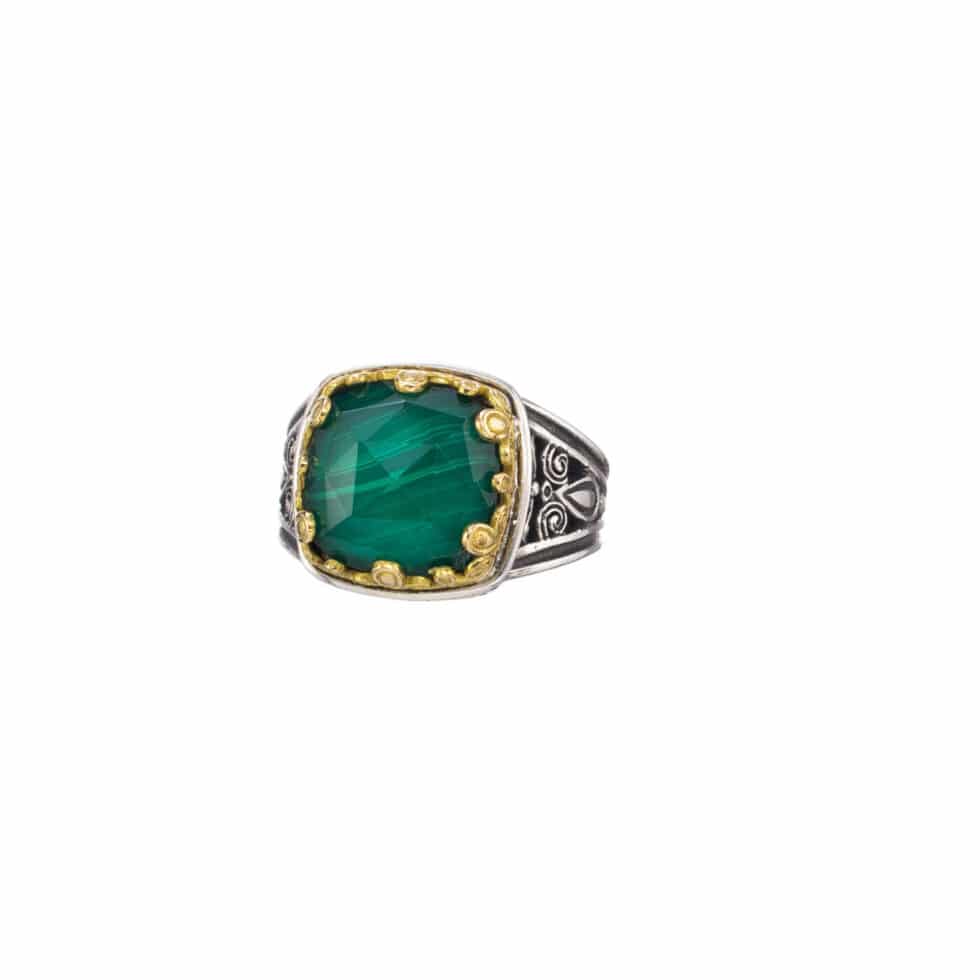 Aegean colors Ring in 18K Gold and Sterling Silver with doublet stone