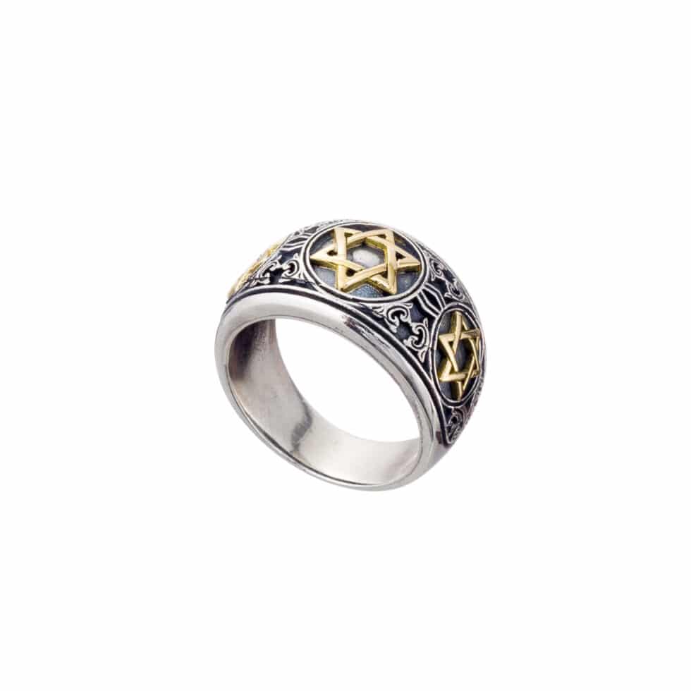 Symbol Ring Star of David in 18K Gold and Sterling Silver