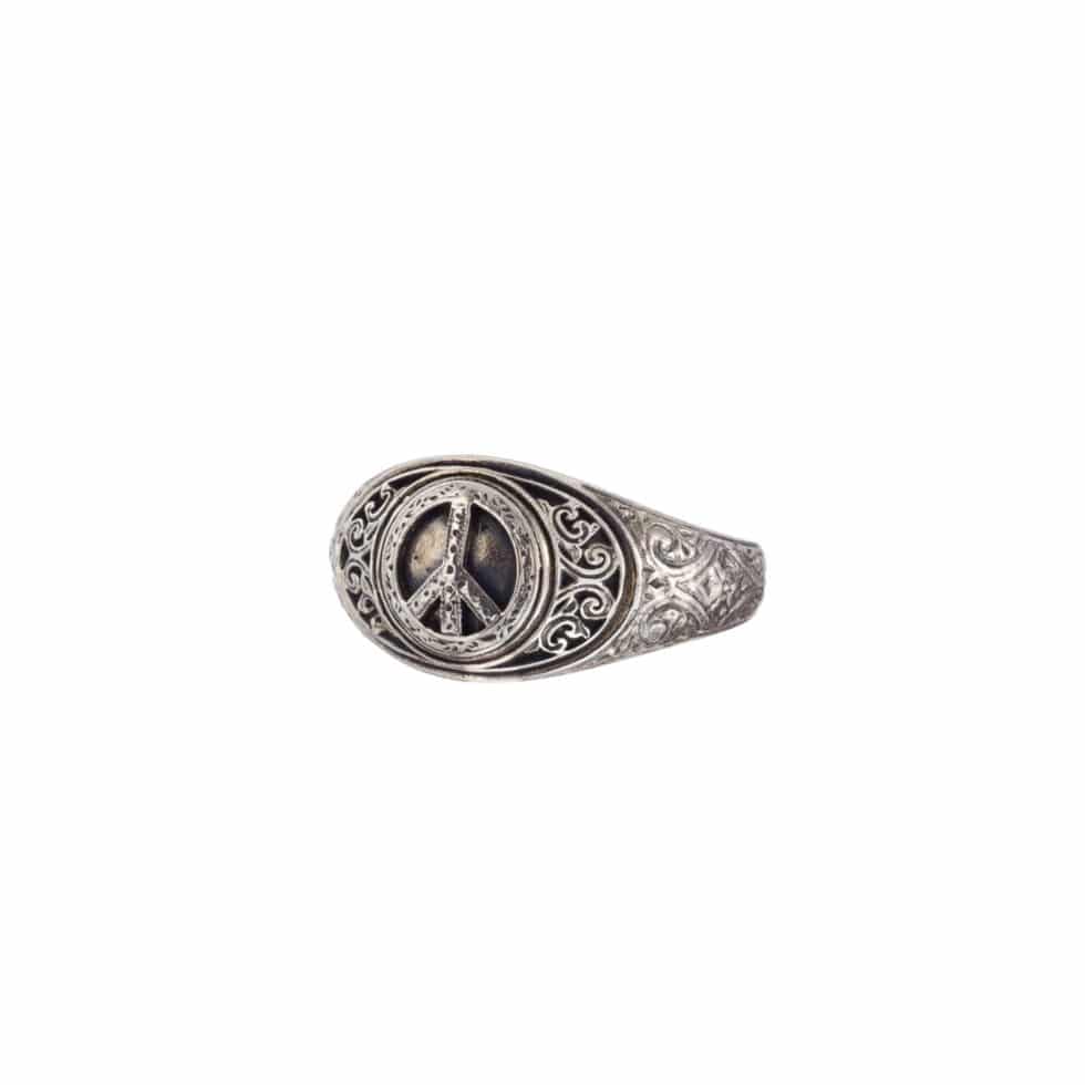 Peace Symbol Ring in Sterling Silver