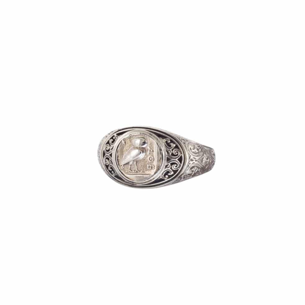 Symbol Ring in Sterling Silver with Ancient Greek Owl