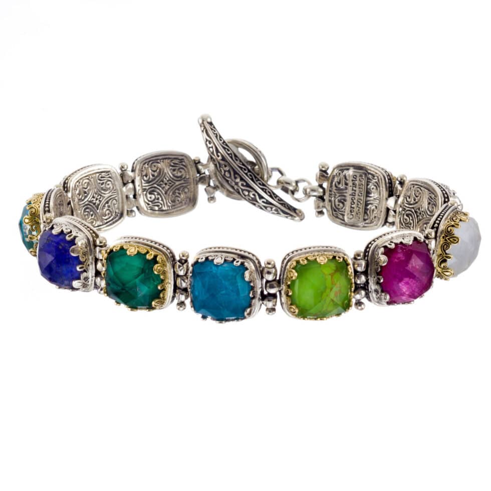 Aegean colors bracelet in 18K Gold and Sterling Silver