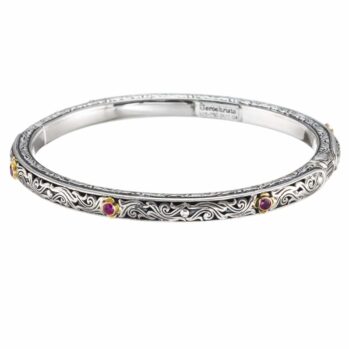 Nefeli Bracelet in Sterling Silver and 18K Gold with rubies
