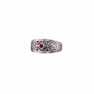 Mediterranean Ring in 18K Gold and Sterling Silver with Ruby - Image 2