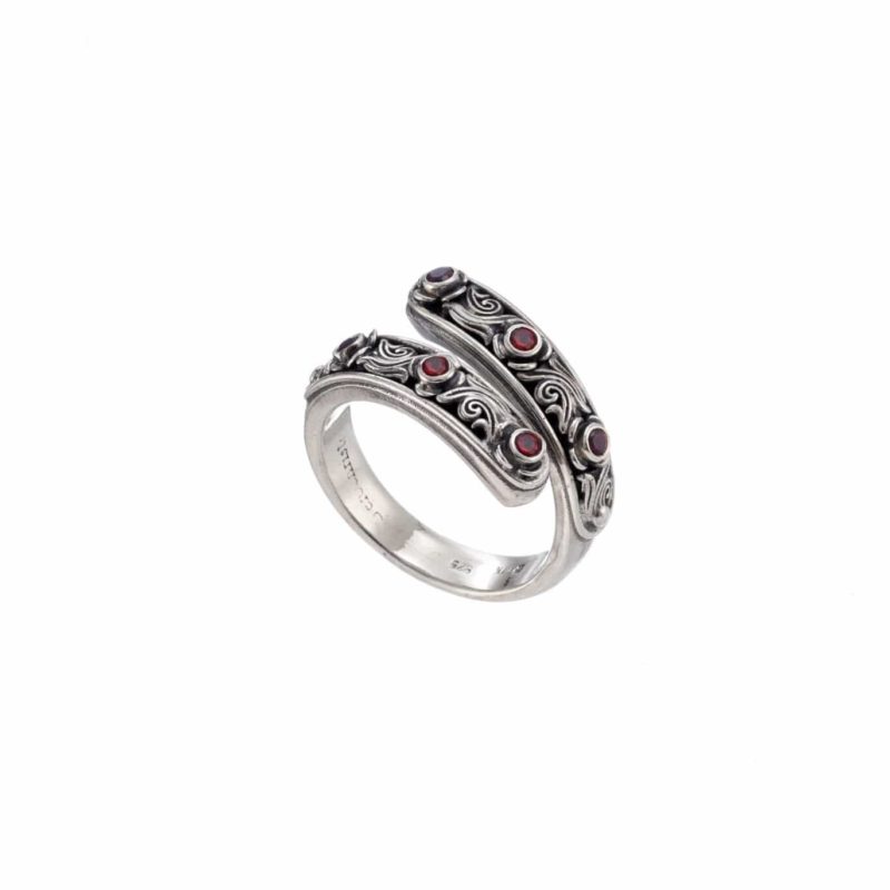 Nefeli Ring in Sterling Silver with Garnets