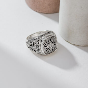 Mediterranean Square Ring in Sterling Silver