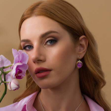 Iris Heart Earrings in Sterling Silver with Gold Plated Parts - Image 3