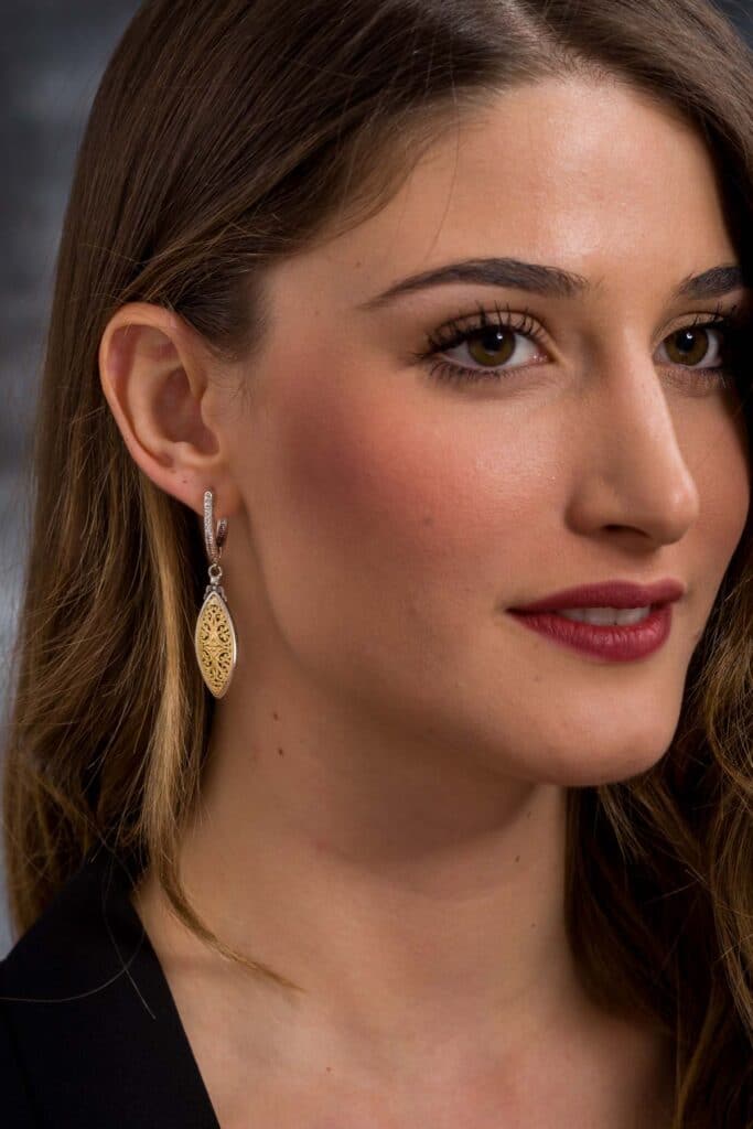 Mediterranean marquise earrings in 18K Gold and Sterling Silver - Image 3