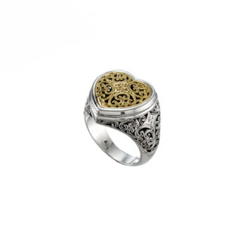 Mediterranean Ηeart Ring in 18K Gold and Sterling Silver
