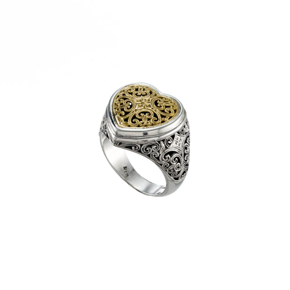 Mediterranean heart Ring in 18K Gold and Sterling Silver