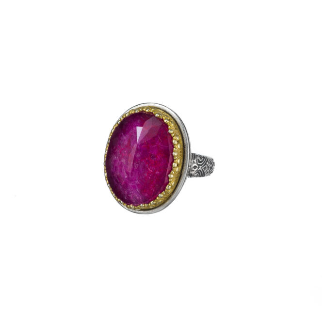 Iris ring in Sterling Silver with Gold Plated Parts - Gerochristo Jewelry
