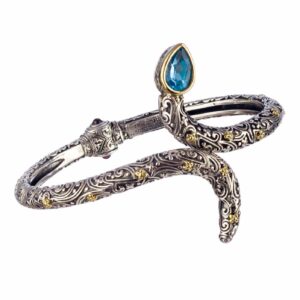 Eden's Garden Snake bracelet in 18K Gold and Sterling silver with Gemstone - Image 2