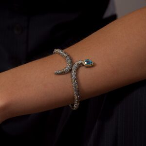 Eden's Garden Snake bracelet in 18K Gold and Sterling silver with Gemstone