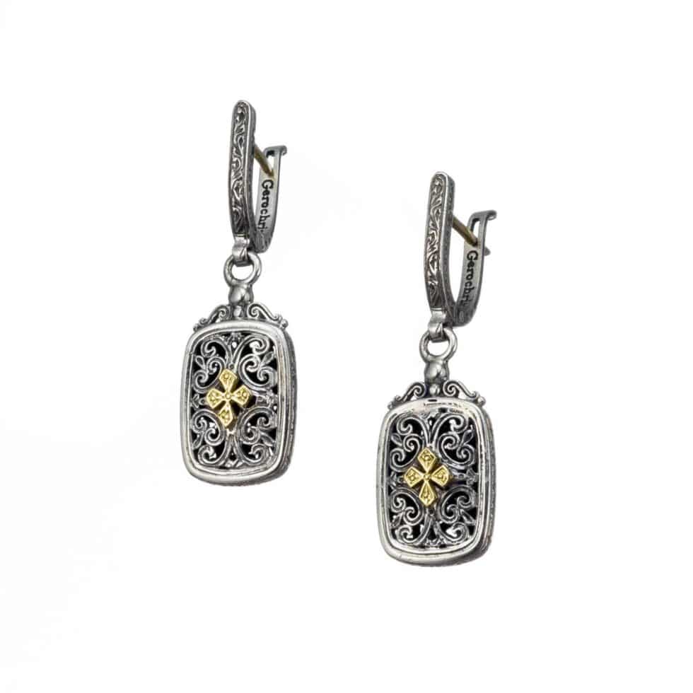 Mediterranean earrings in Sterling Silver and 18K Gold details