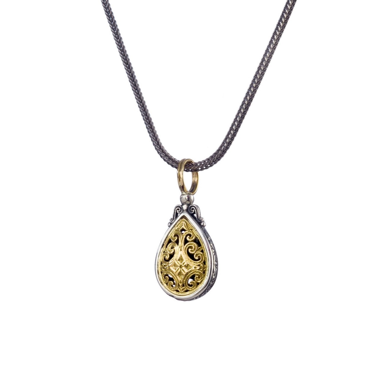 Mediterranean drop pendant in 18K Gold and Sterling silver