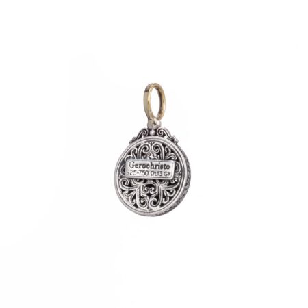 Mediterranean round pendant in 18K Gold and Sterling silver with ruby - Image 2