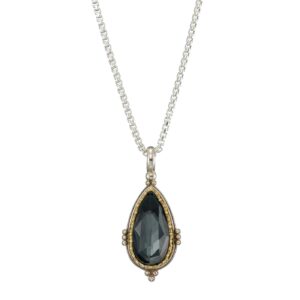 Semeli Drop Pendant in Sterling silver with Gold plated parts - Image 4