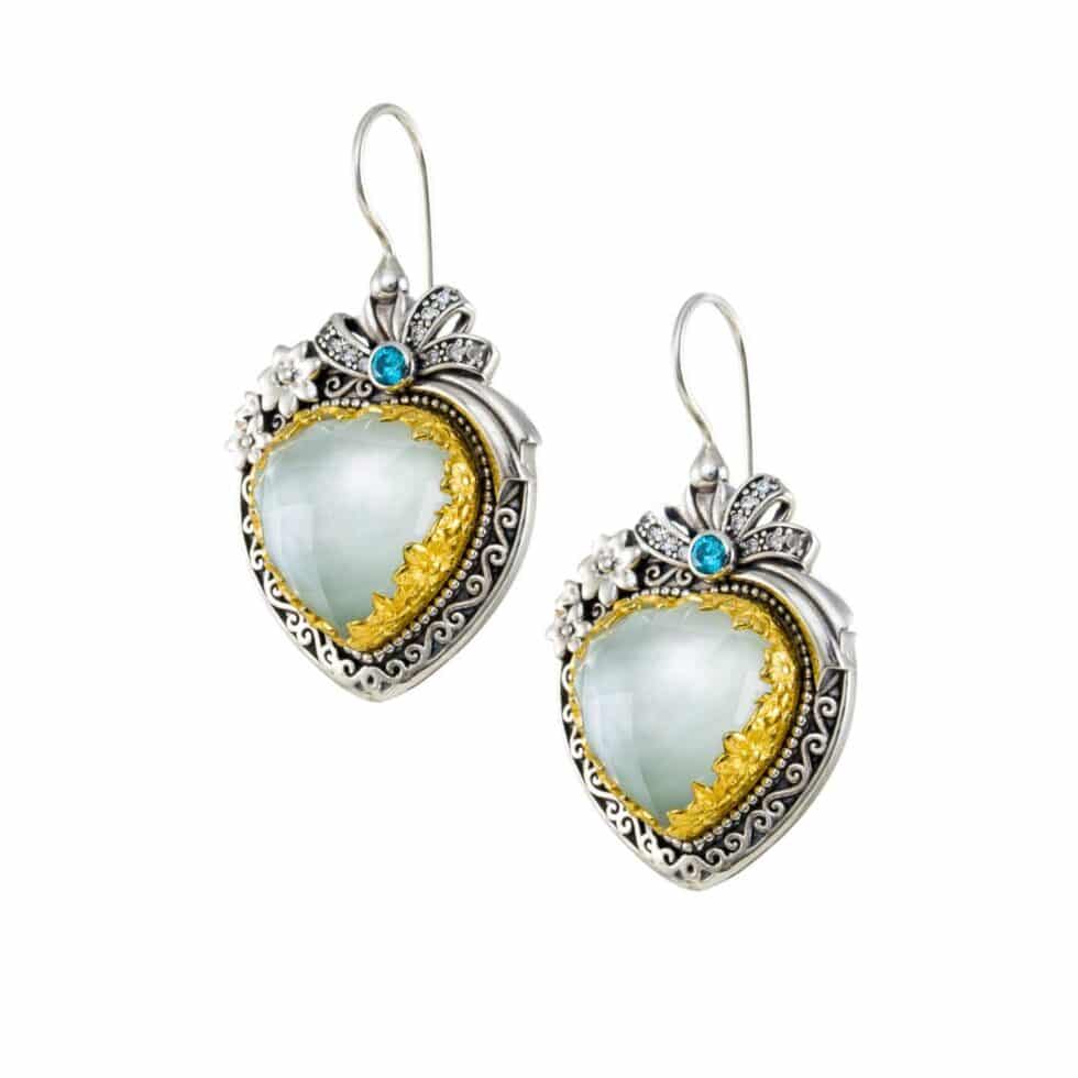 Dione heart earrings in sterling silver with Gold plated parts