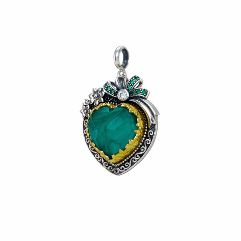 Dione Heart pendant in Sterling Silver with Gold Plated Parts
