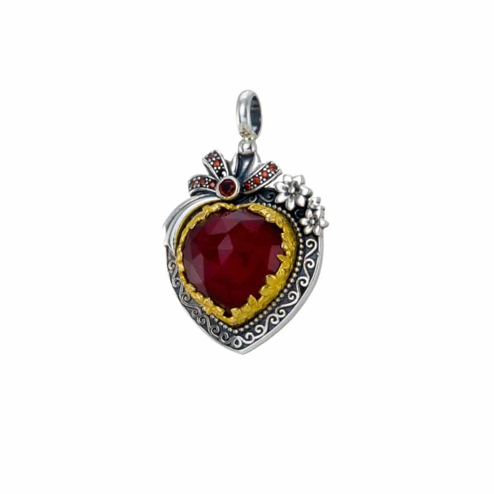 Dione Heart pendant in Sterling Silver with Gold Plated Parts